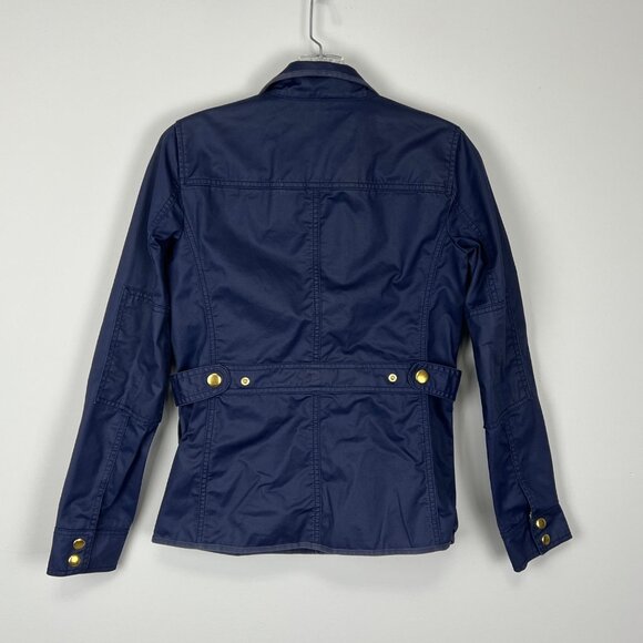 J Crew Womens Downtown Field Jacket Blue Waxed Cotton  Military 19034 size XXS - Picture 5 of 12